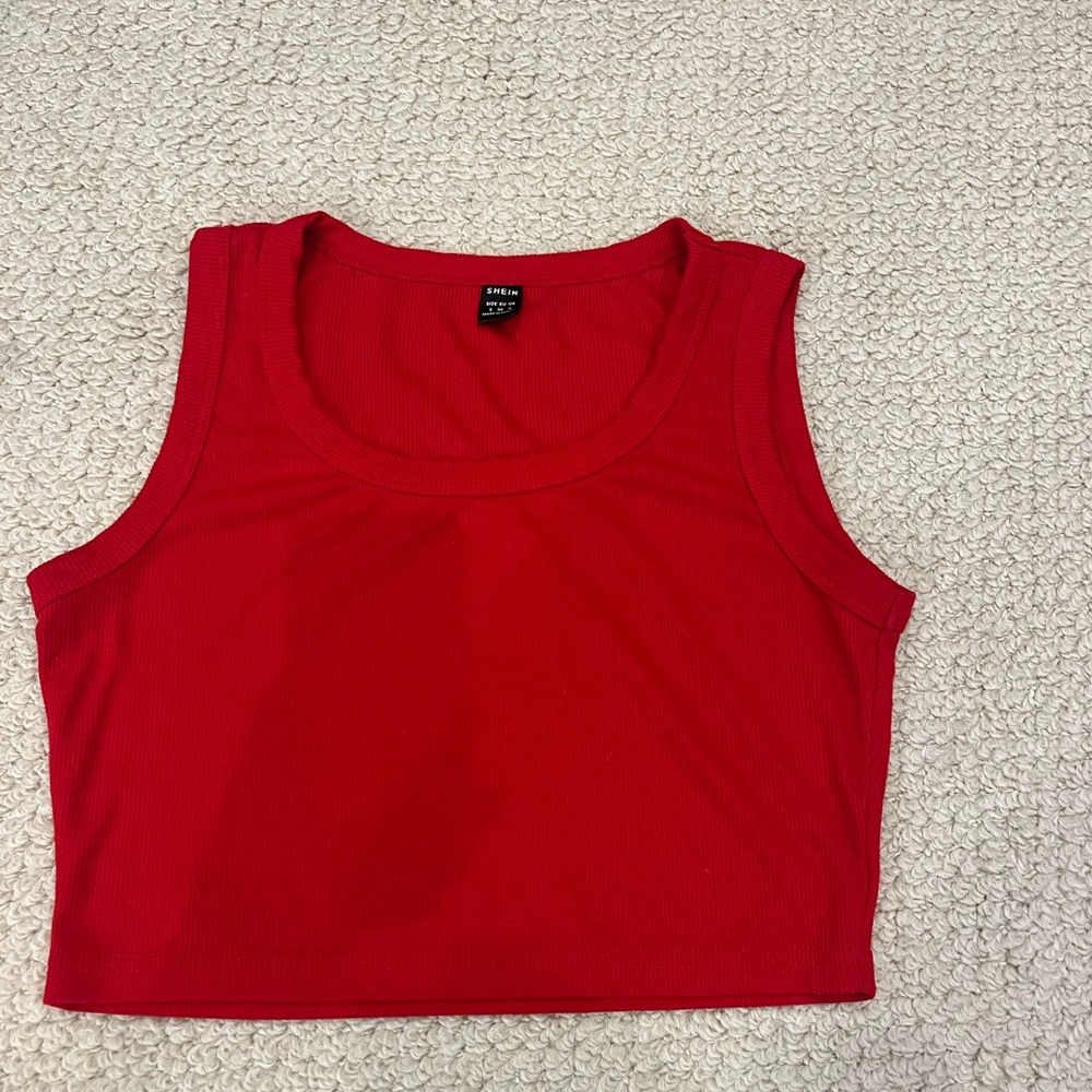 Shein Red Cropped Tank Top